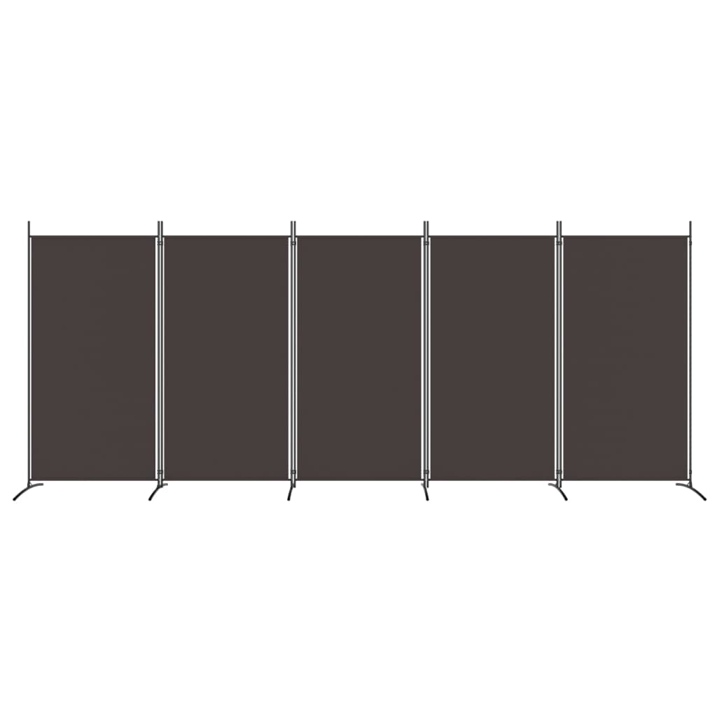 vidaXL Biombo divisor de 5 paneles de tela marrón 433x180 cm