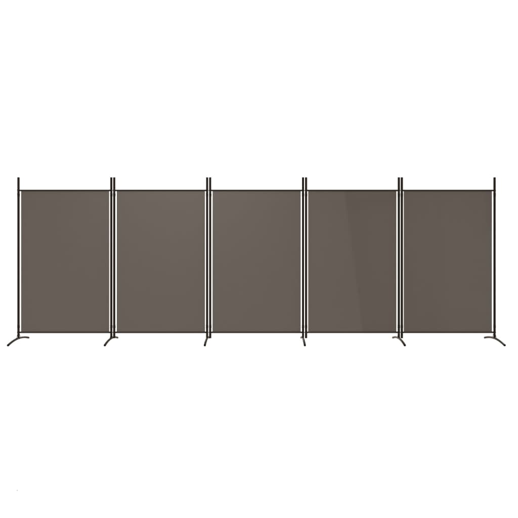 vidaXL Biombo divisor de 5 paneles de tela gris antracita 433x180 cm