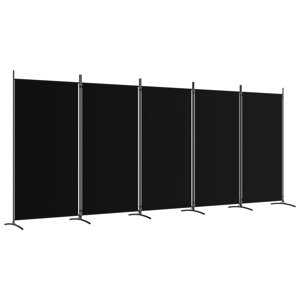 vidaXL Biombo divisor de 5 paneles de tela negro 433x180 cm