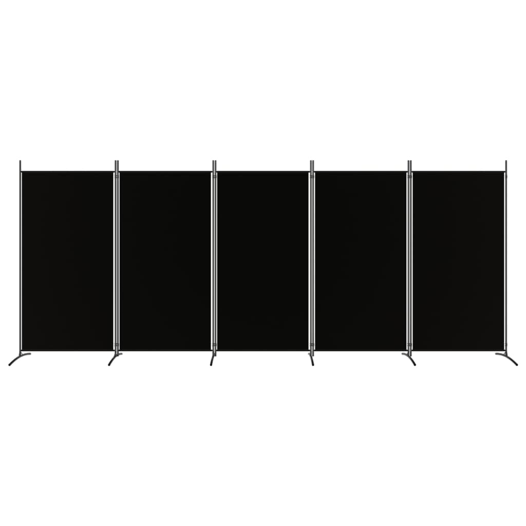 vidaXL Biombo divisor de 5 paneles de tela negro 433x180 cm