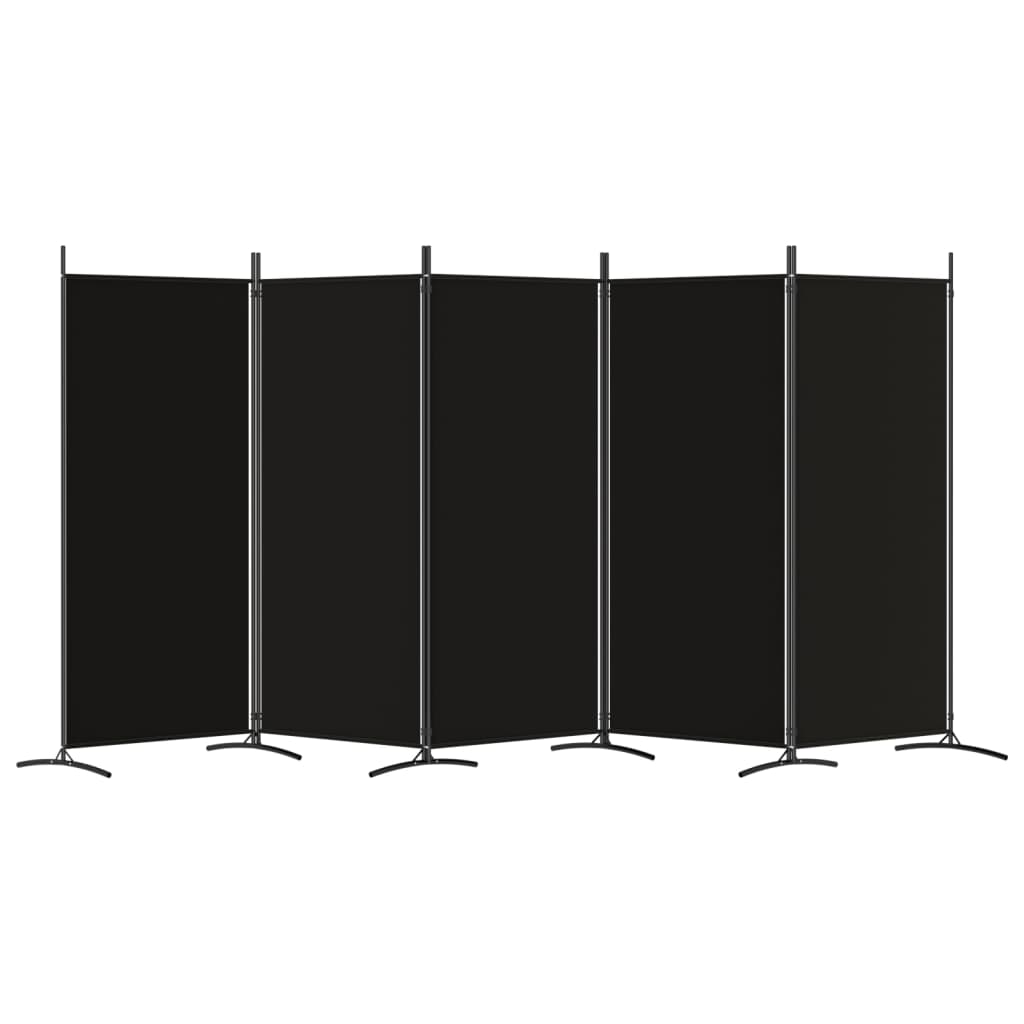 vidaXL Biombo divisor de 5 paneles de tela negro 433x180 cm