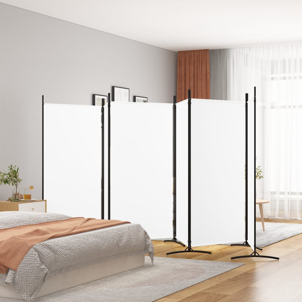 vidaXL Biombo divisor de 6 paneles de tela blanco 520x180 cm