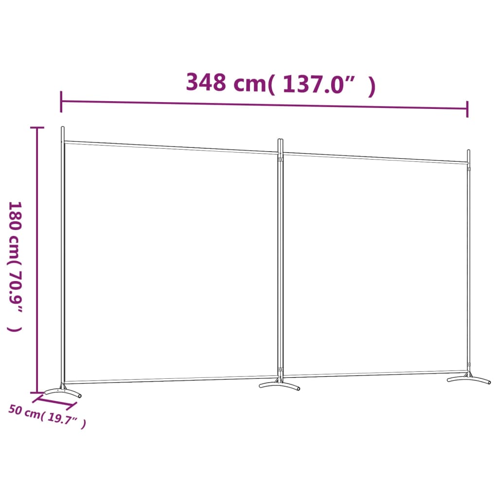 vidaXL Biombo divisor de 2 paneles de tela blanco 348x180 cm