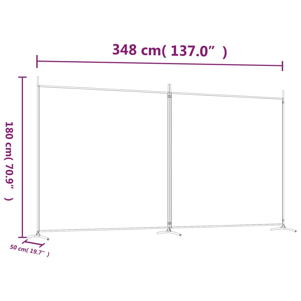 vidaXL Biombo divisor de 2 paneles de tela marrón 348x180 cm