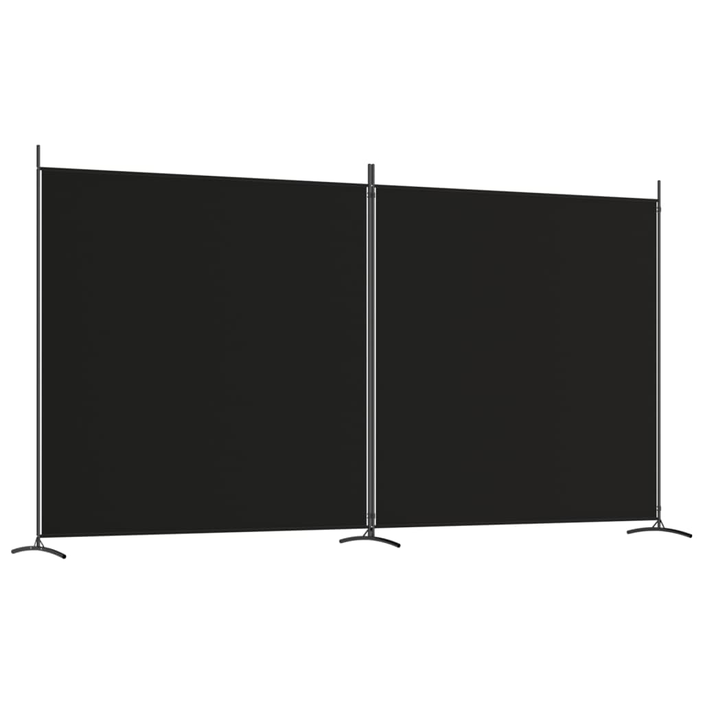 vidaXL Biombo divisor de 2 paneles de tela negro 348x180 cm