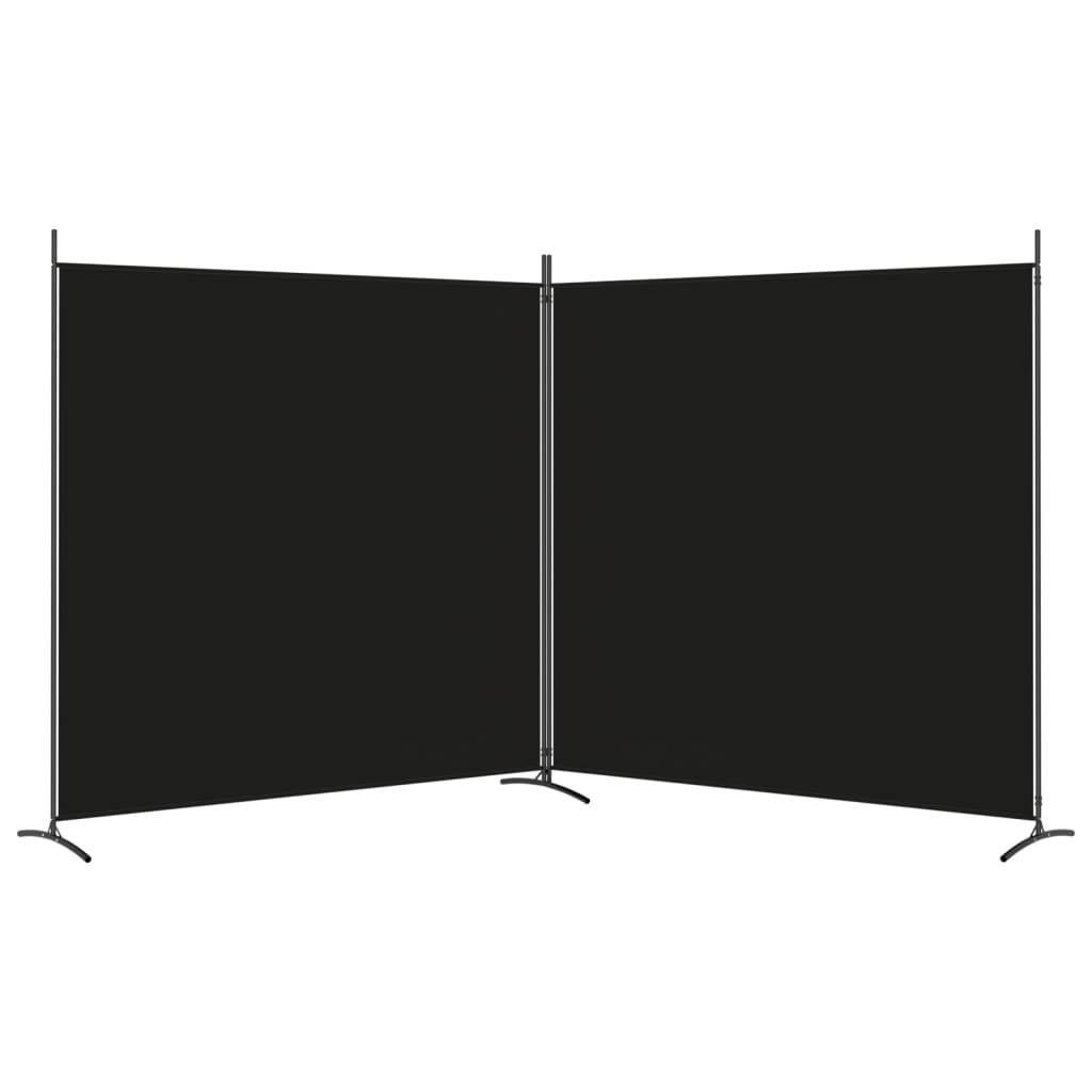 vidaXL Biombo divisor de 2 paneles de tela negro 348x180 cm