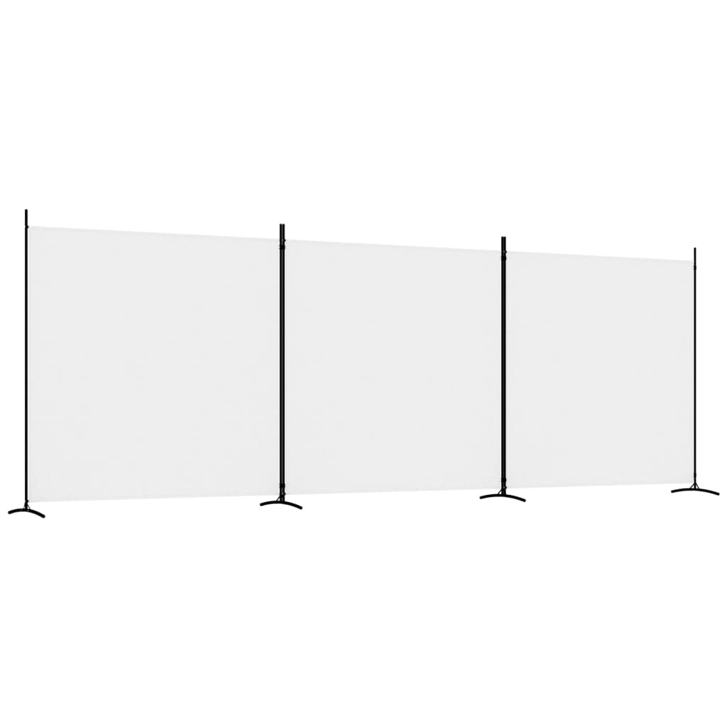 vidaXL Biombo divisor de 3 paneles de tela blanco 525x180 cm