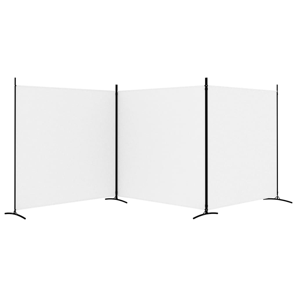 vidaXL Biombo divisor de 3 paneles de tela blanco 525x180 cm