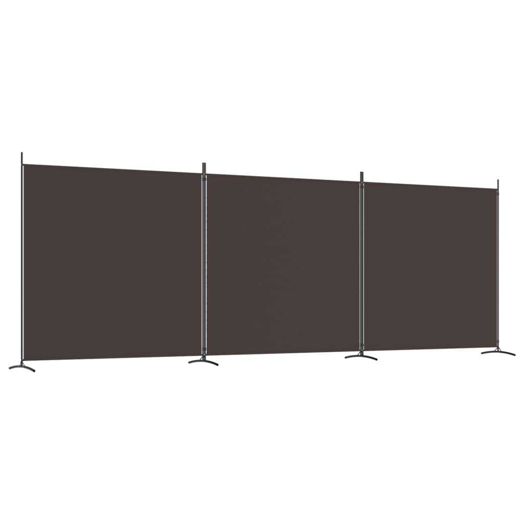 vidaXL Biombo divisor de 3 paneles de tela marrón 525x180 cm