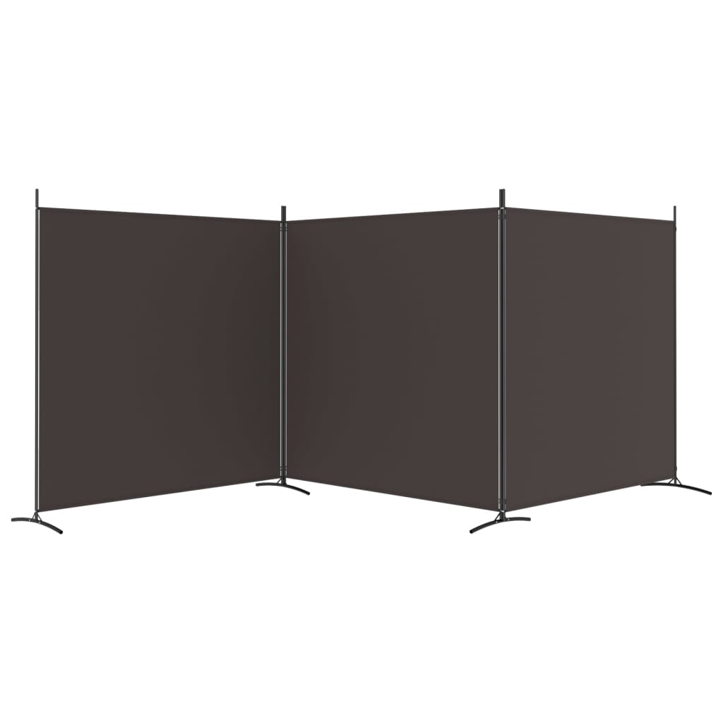 vidaXL Biombo divisor de 3 paneles de tela marrón 525x180 cm