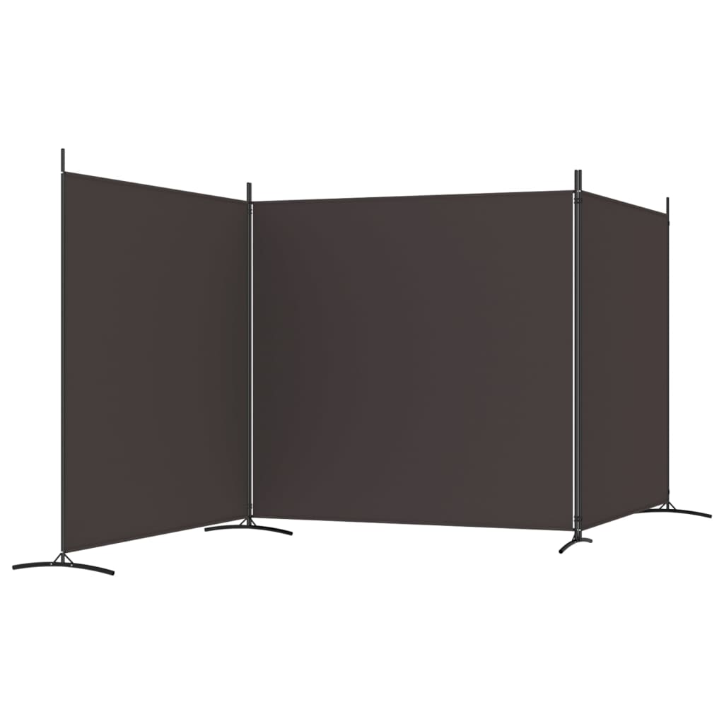 vidaXL Biombo divisor de 3 paneles de tela marrón 525x180 cm