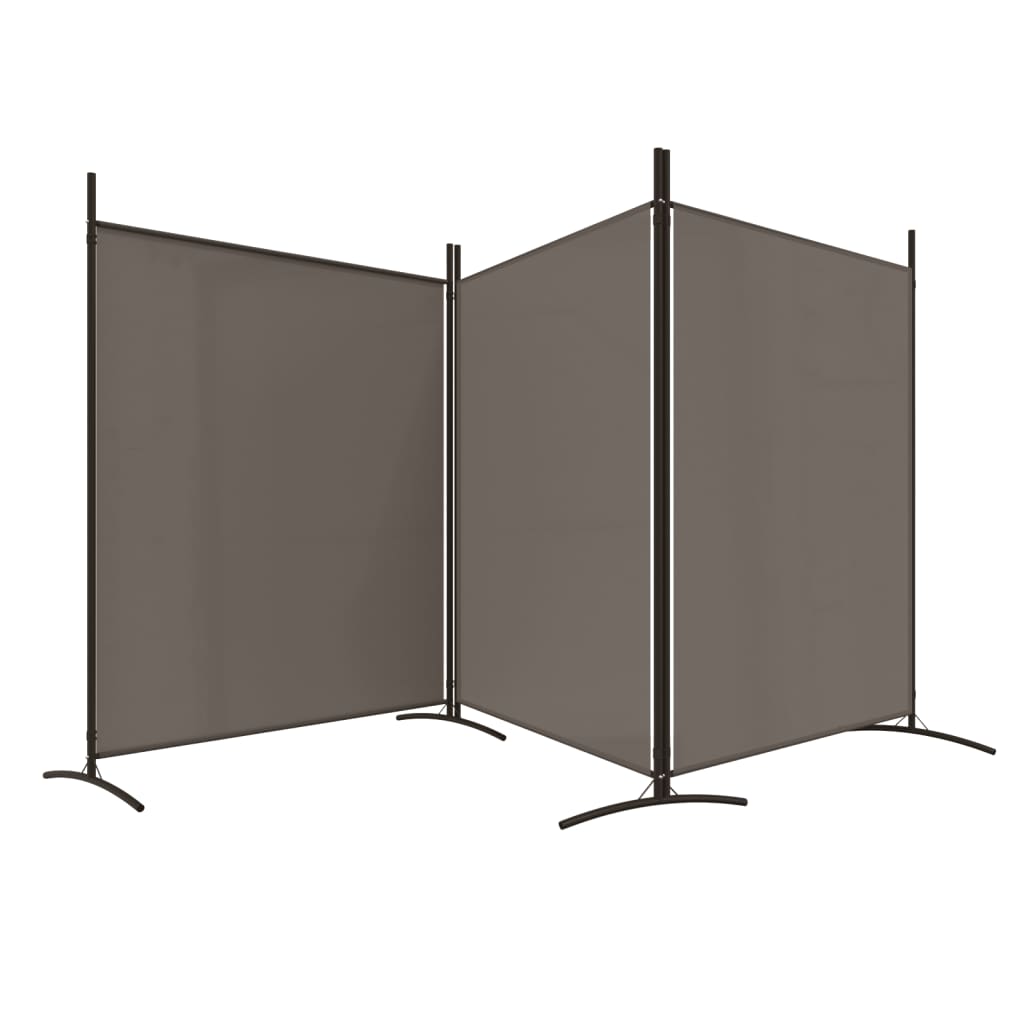 vidaXL Biombo divisor de 3 paneles de tela gris antracita 525x180 cm