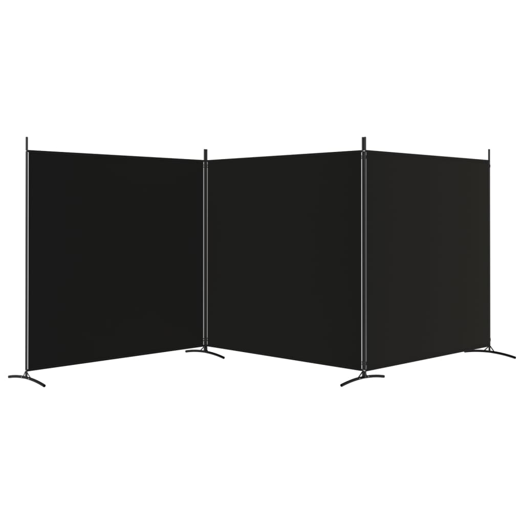 vidaXL Biombo divisor de 3 paneles de tela negro 525x180 cm