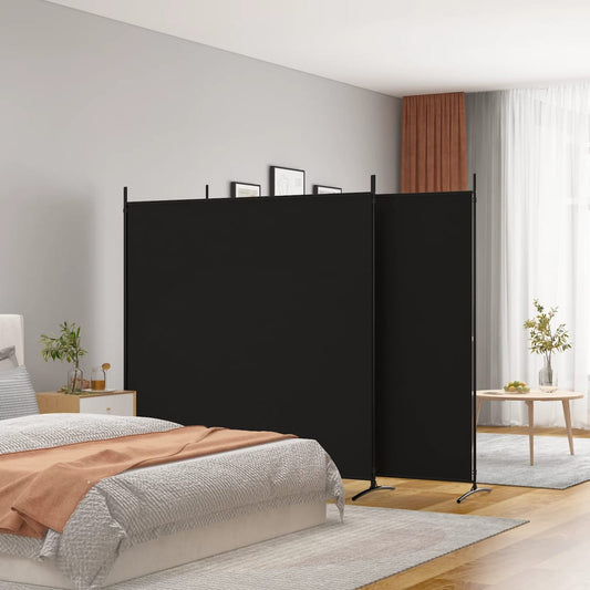 vidaXL Biombo divisor de 3 paneles de tela negro 525x180 cm