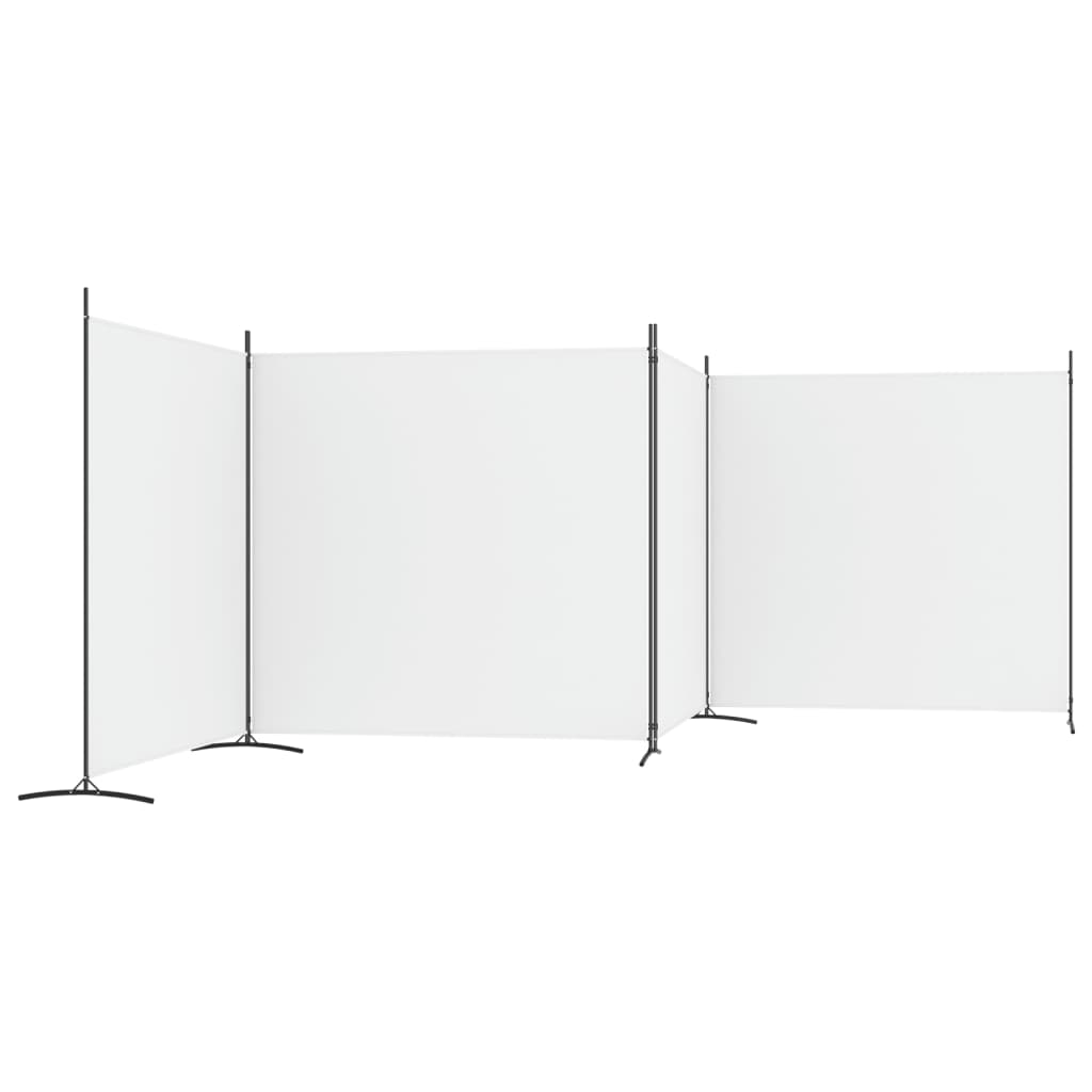 vidaXL Biombo divisor de 4 paneles de tela blanco 698x180 cm