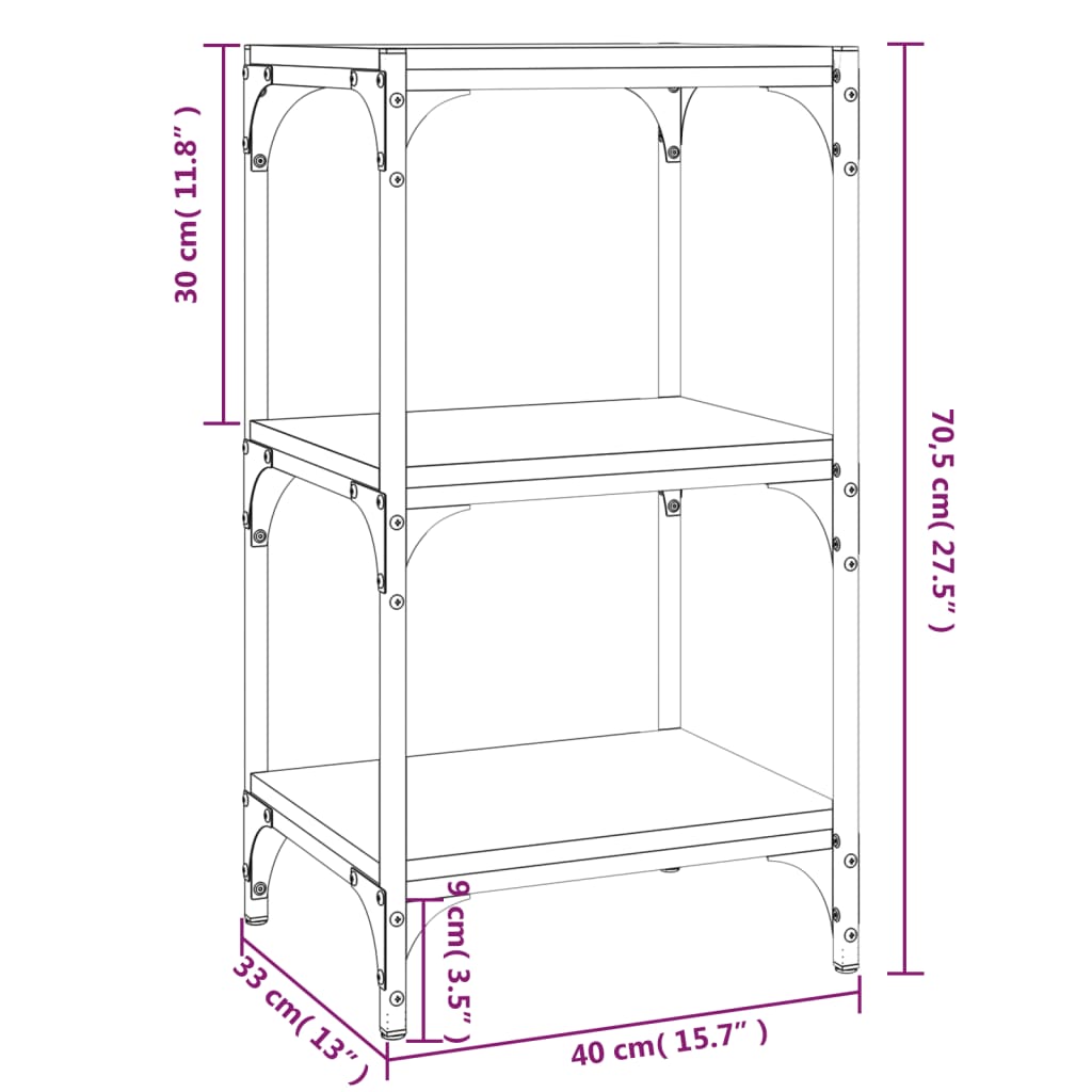 vidaXL Estantería contrachapada y acero roble Sonoma 40x33x70,5 cm