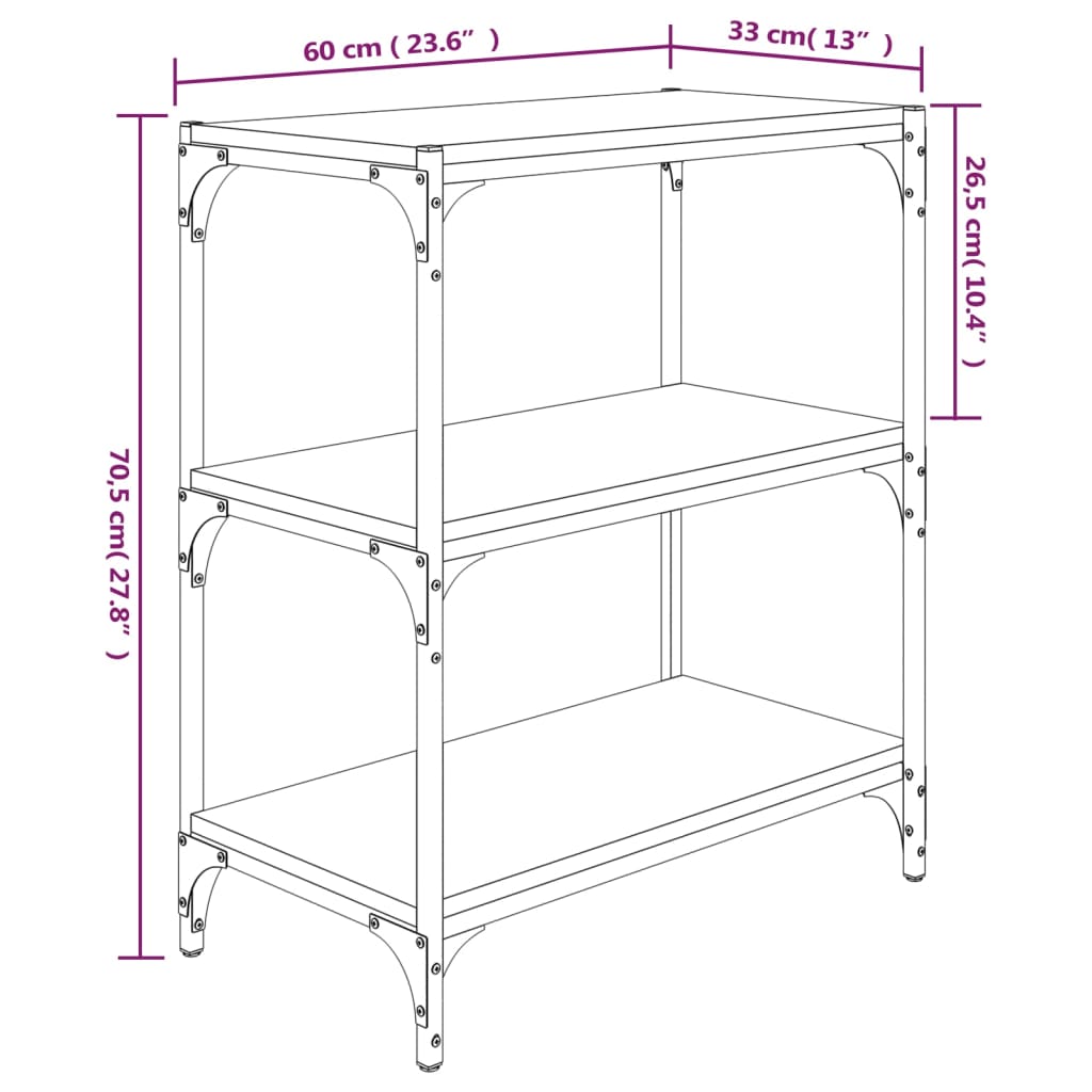 vidaXL Estantería contrachapada y acero roble Sonoma 60x33x70,5 cm