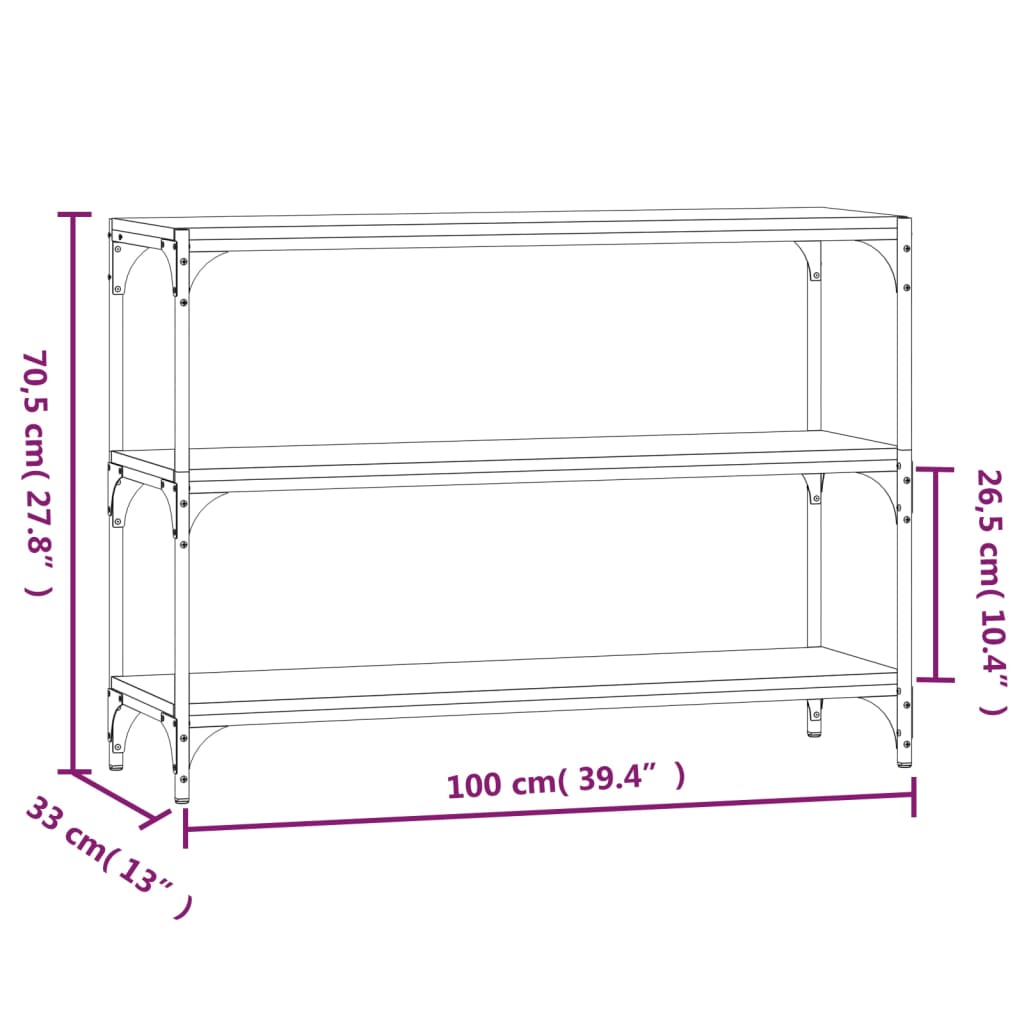 vidaXL Estantería contrachapada y acero roble Sonoma 100x33x70,5 cm