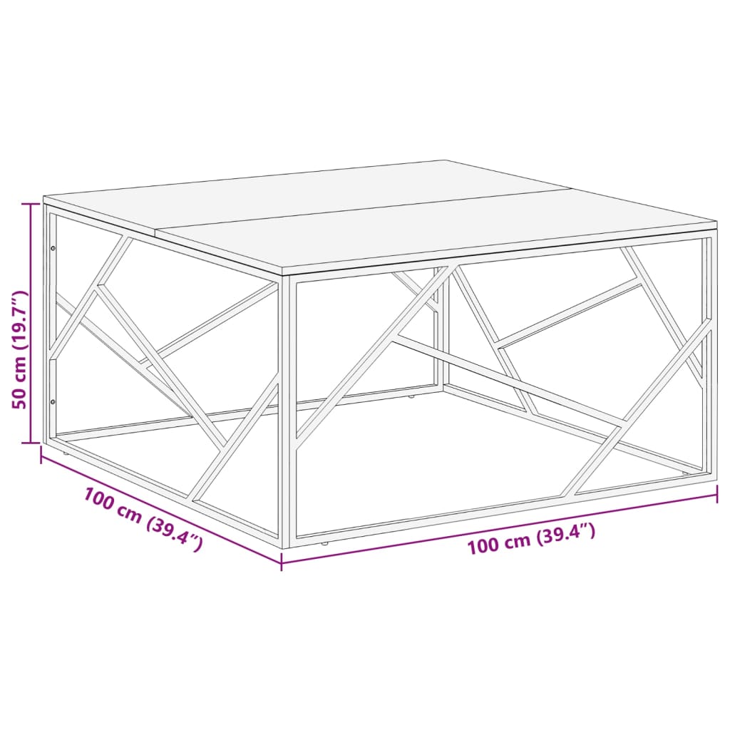 vidaXL Mesa de centro acero inoxidable madera maciza traviesa plateado