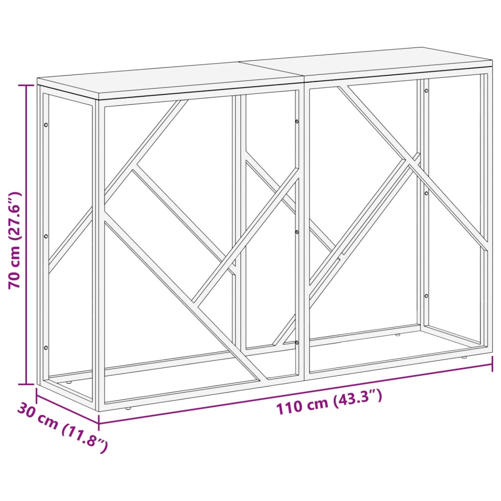 vidaXL Mesa consola acero inoxidable madera maciza reciclada plateada