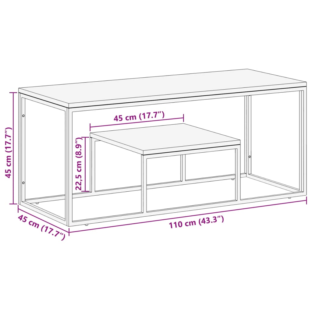 vidaXL Mesa de centro acero inoxidable madera maciza traviesa plateado