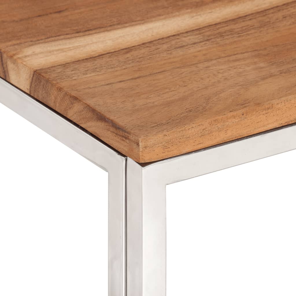 vidaXL Mesa de centro acero inoxidable y madera maciza acacia plateado