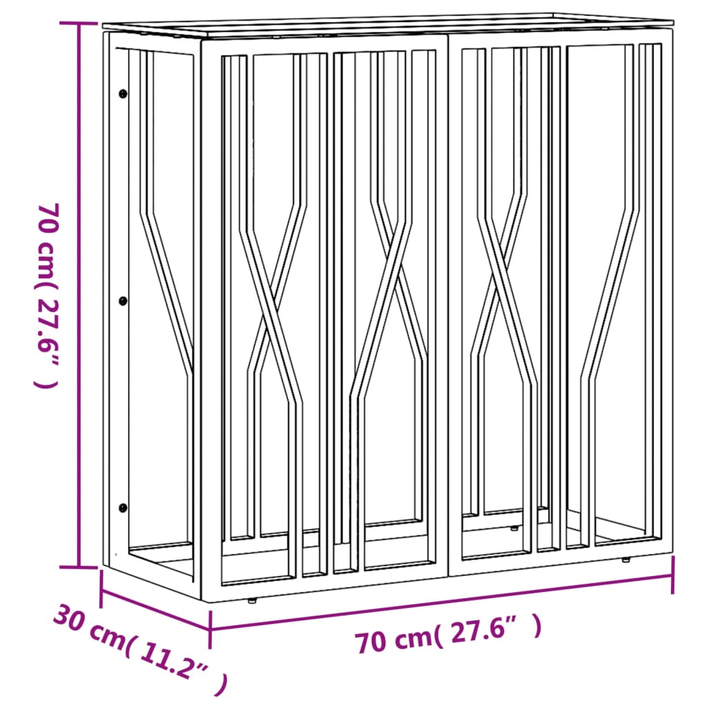 vidaXL Mesa consola acero inoxidable y vidrio 70x30x70 cm