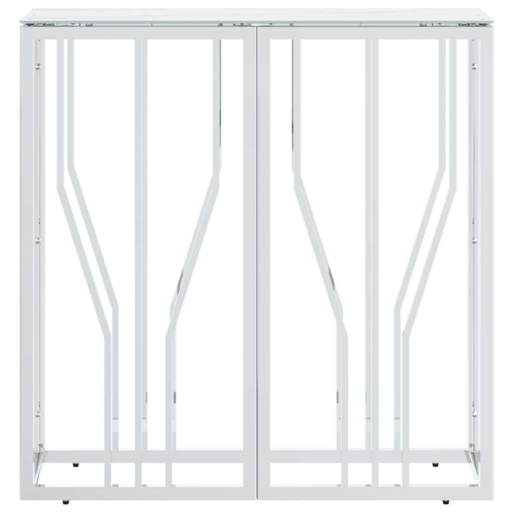 vidaXL Mesa consola de acero inoxidable y vidrio plateada 70x30x70 cm