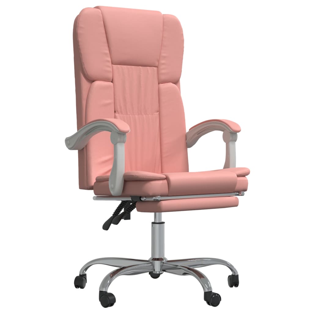 vidaXL Silla de oficina reclinable cuero sintético rosa