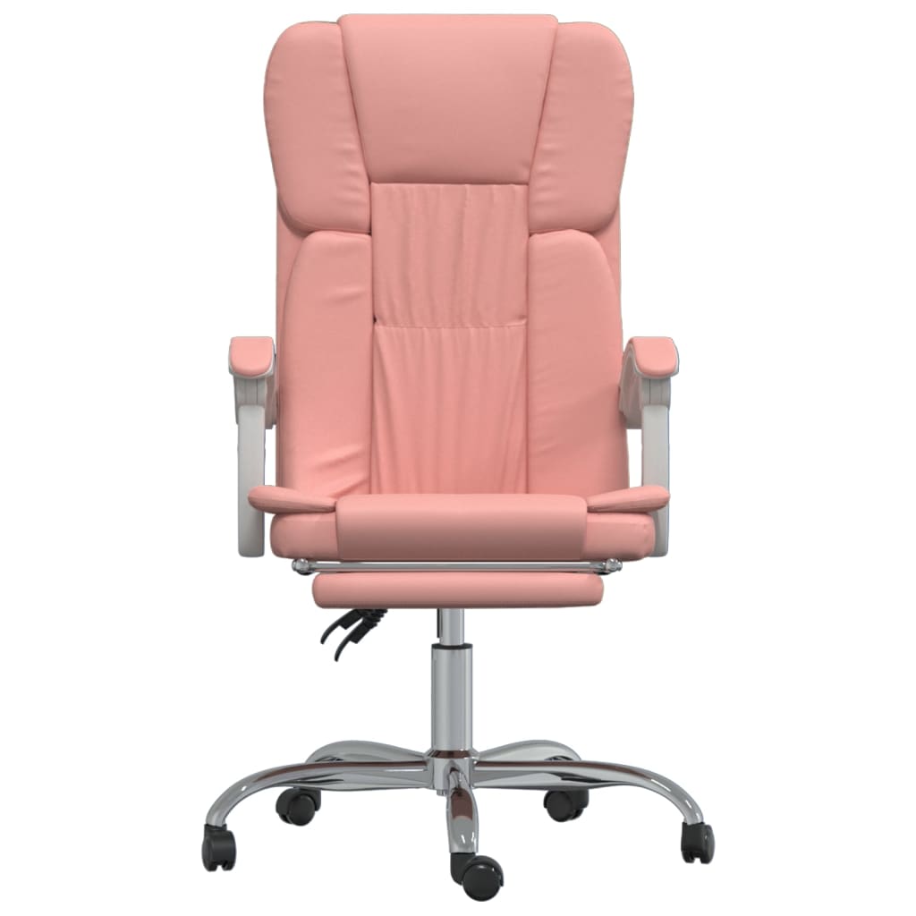 vidaXL Silla de oficina reclinable cuero sintético rosa