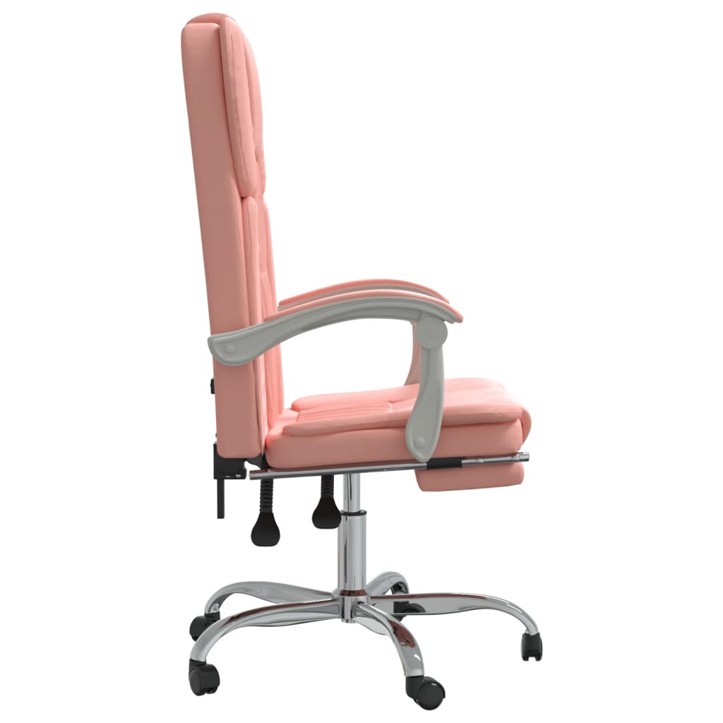 vidaXL Silla de oficina reclinable cuero sintético rosa