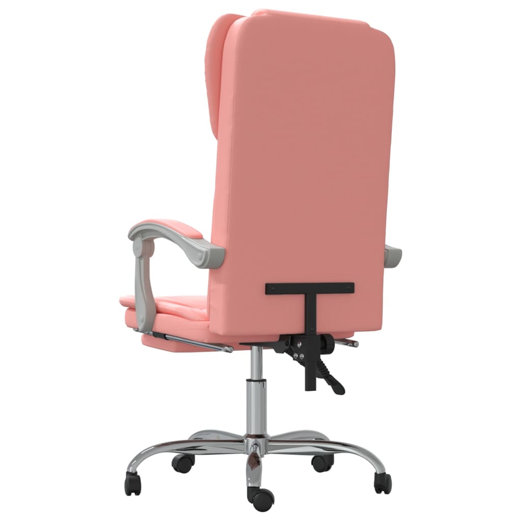 vidaXL Silla de oficina reclinable cuero sintético rosa