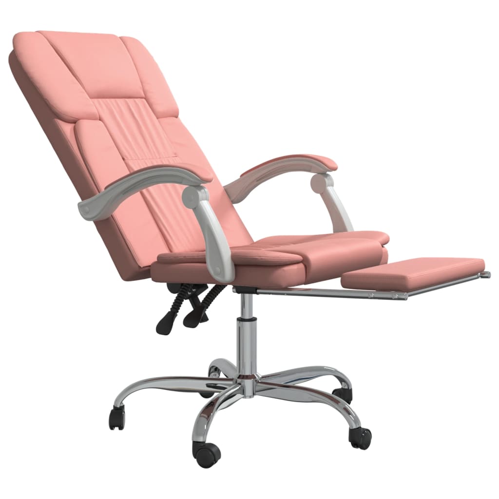 vidaXL Silla de oficina reclinable cuero sintético rosa