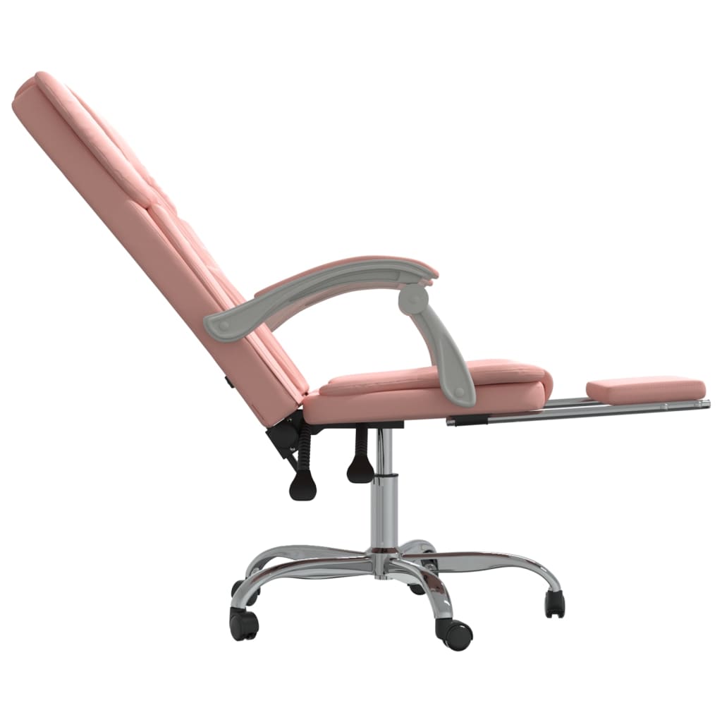 vidaXL Silla de oficina reclinable cuero sintético rosa