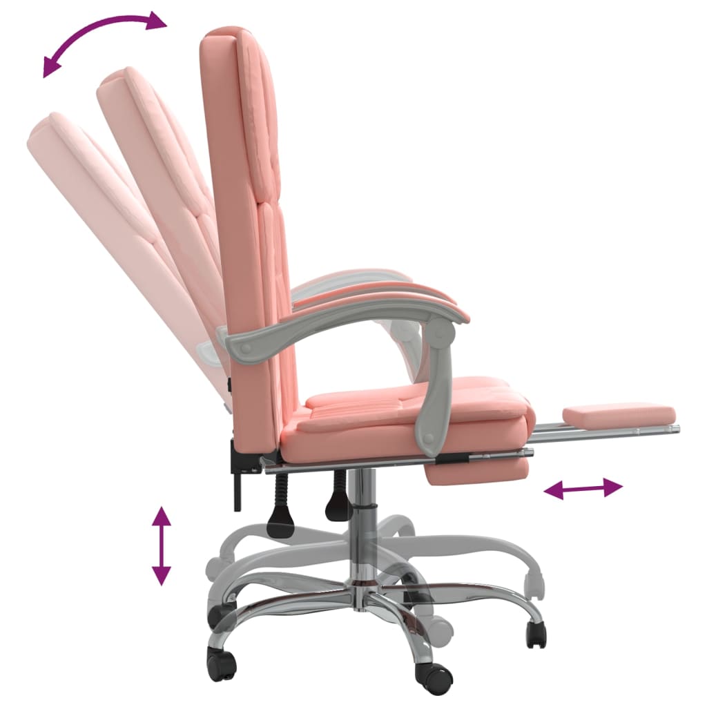 vidaXL Silla de oficina reclinable cuero sintético rosa