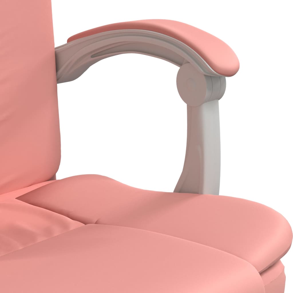 vidaXL Silla de oficina reclinable cuero sintético rosa