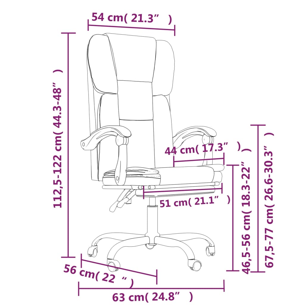 vidaXL Silla de oficina reclinable cuero sintético rosa