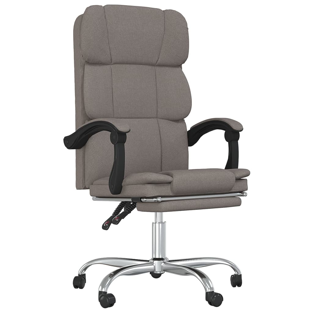 vidaXL Silla de oficina reclinable de tela gris taupé