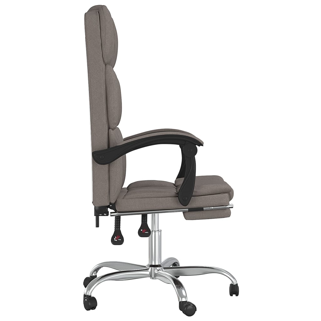 vidaXL Silla de oficina reclinable de tela gris taupé