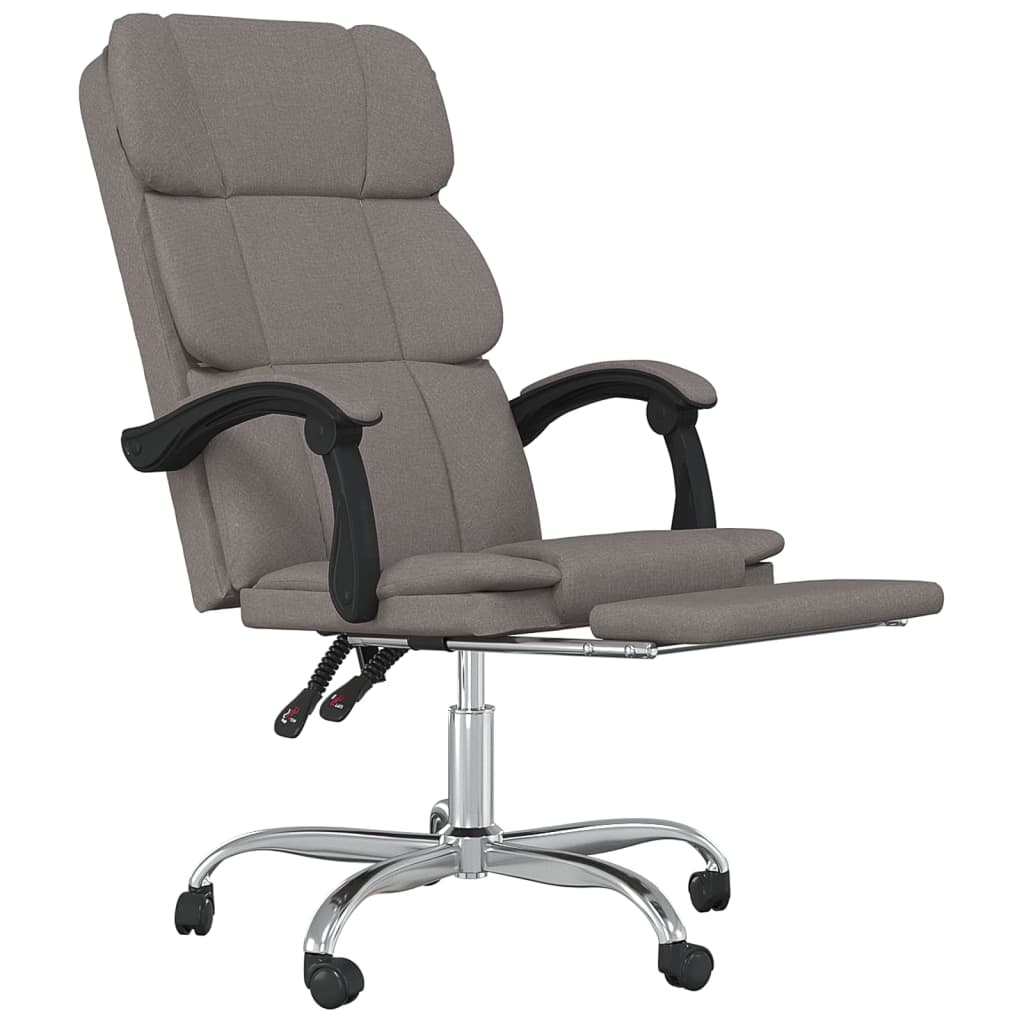 vidaXL Silla de oficina reclinable de tela gris taupé