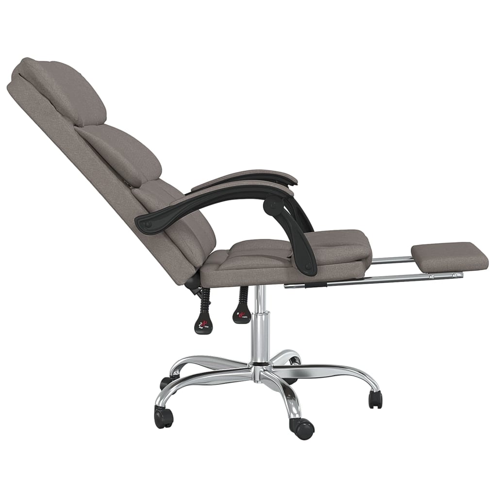 vidaXL Silla de oficina reclinable de tela gris taupé