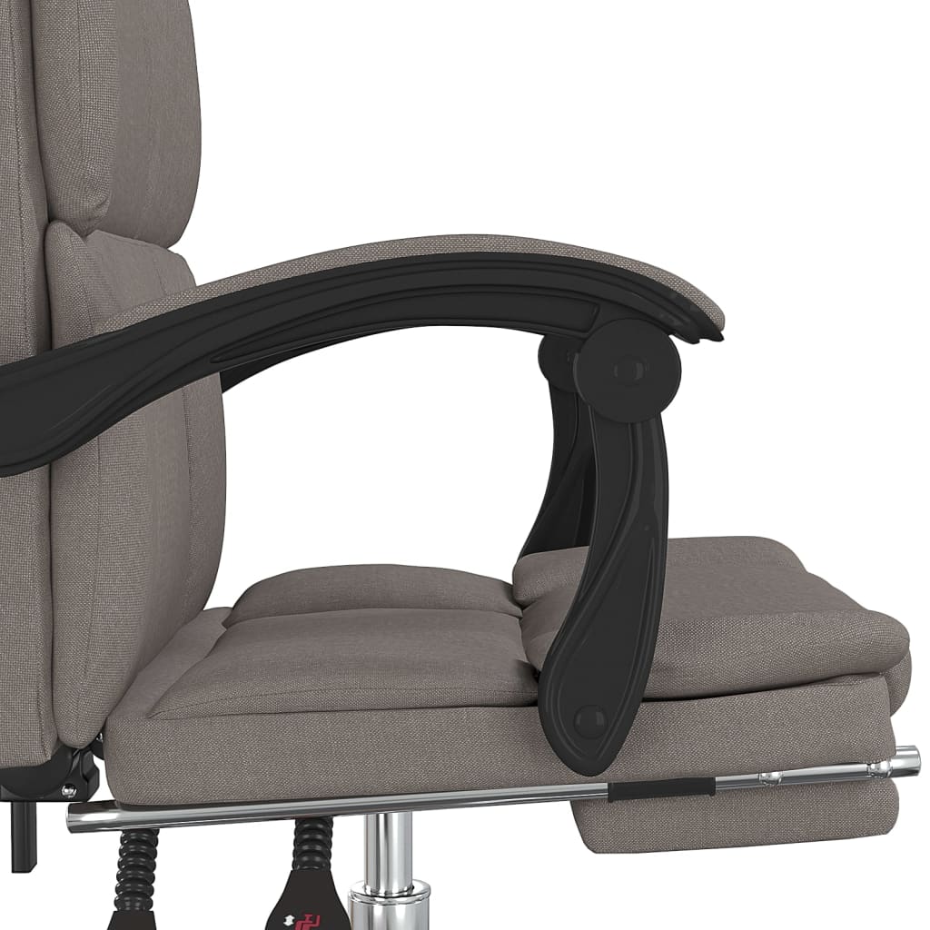 vidaXL Silla de oficina reclinable de tela gris taupé