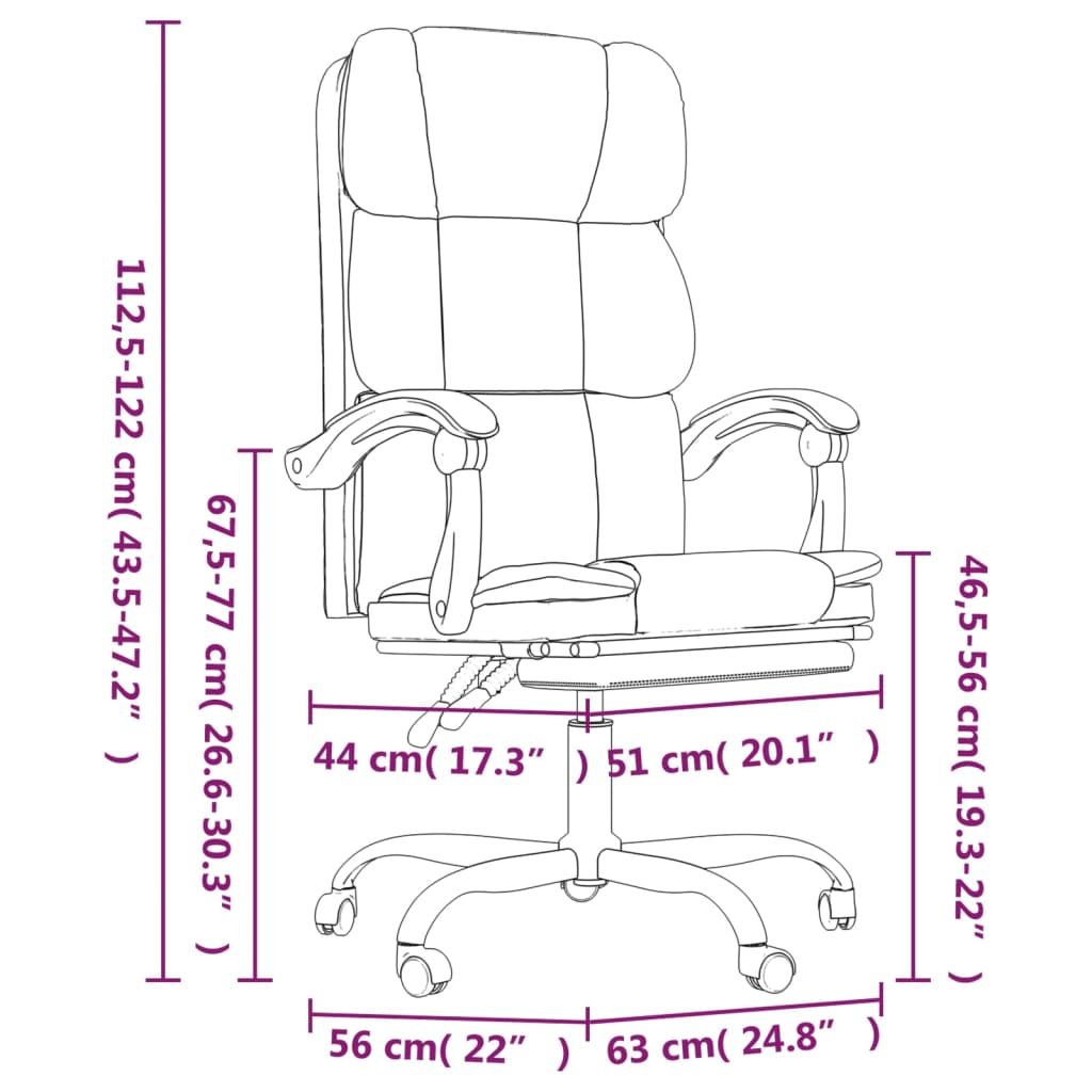 vidaXL Silla de oficina reclinable de tela gris taupé