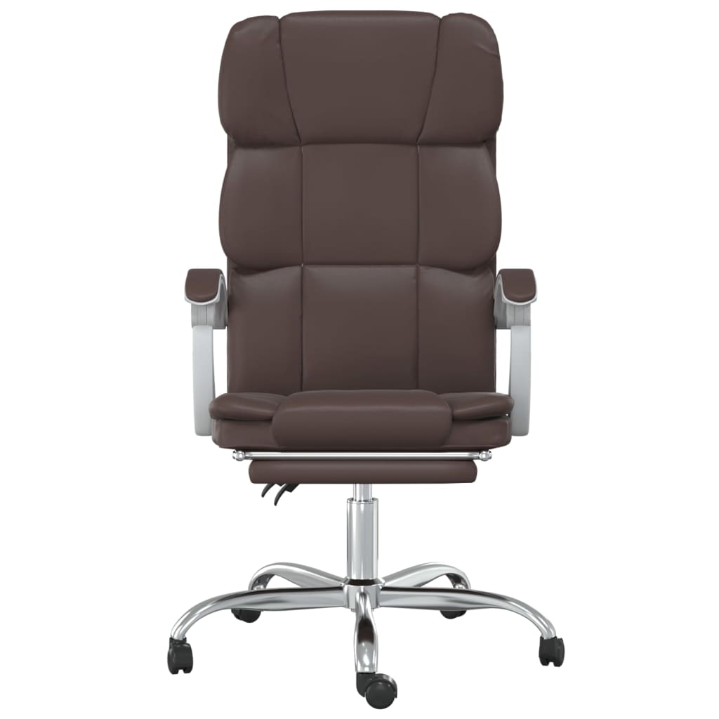 vidaXL Silla de oficina reclinable cuero sintético marrón