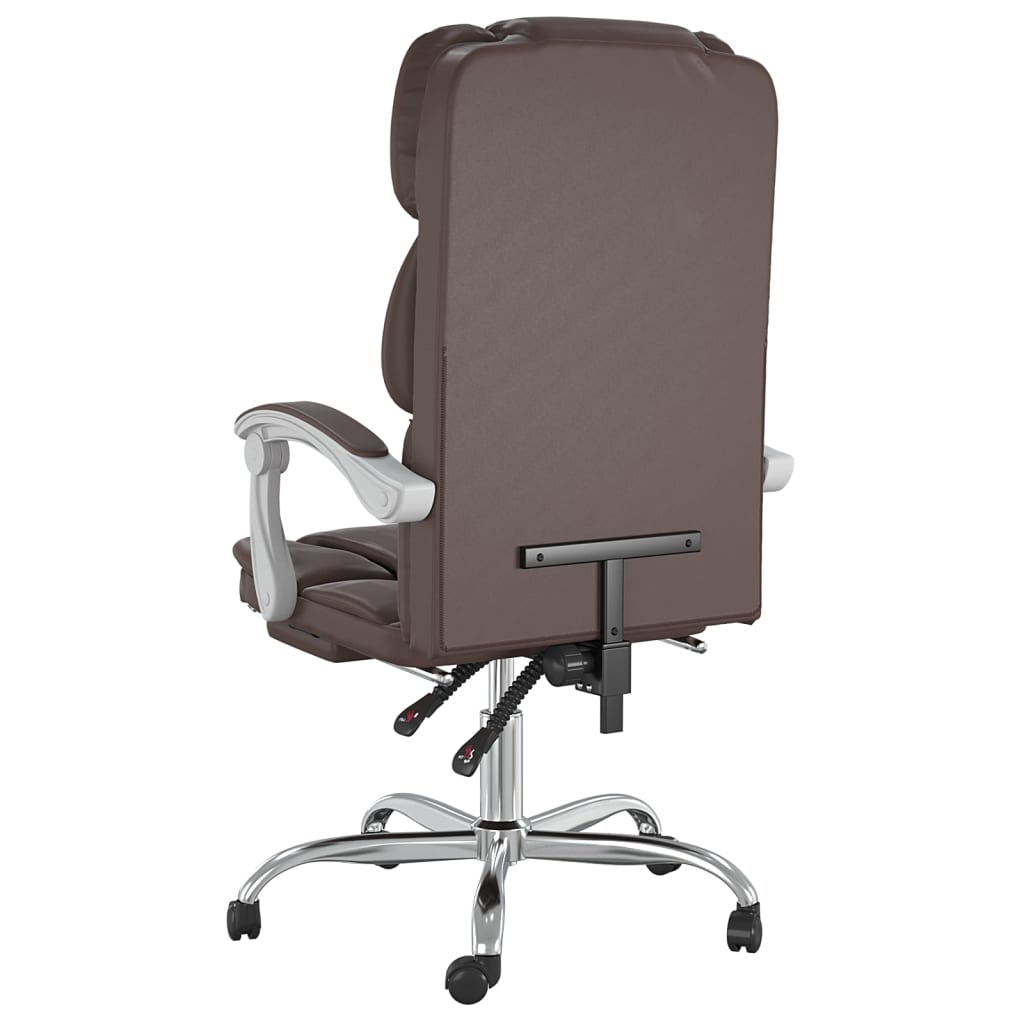 vidaXL Silla de oficina reclinable cuero sintético marrón