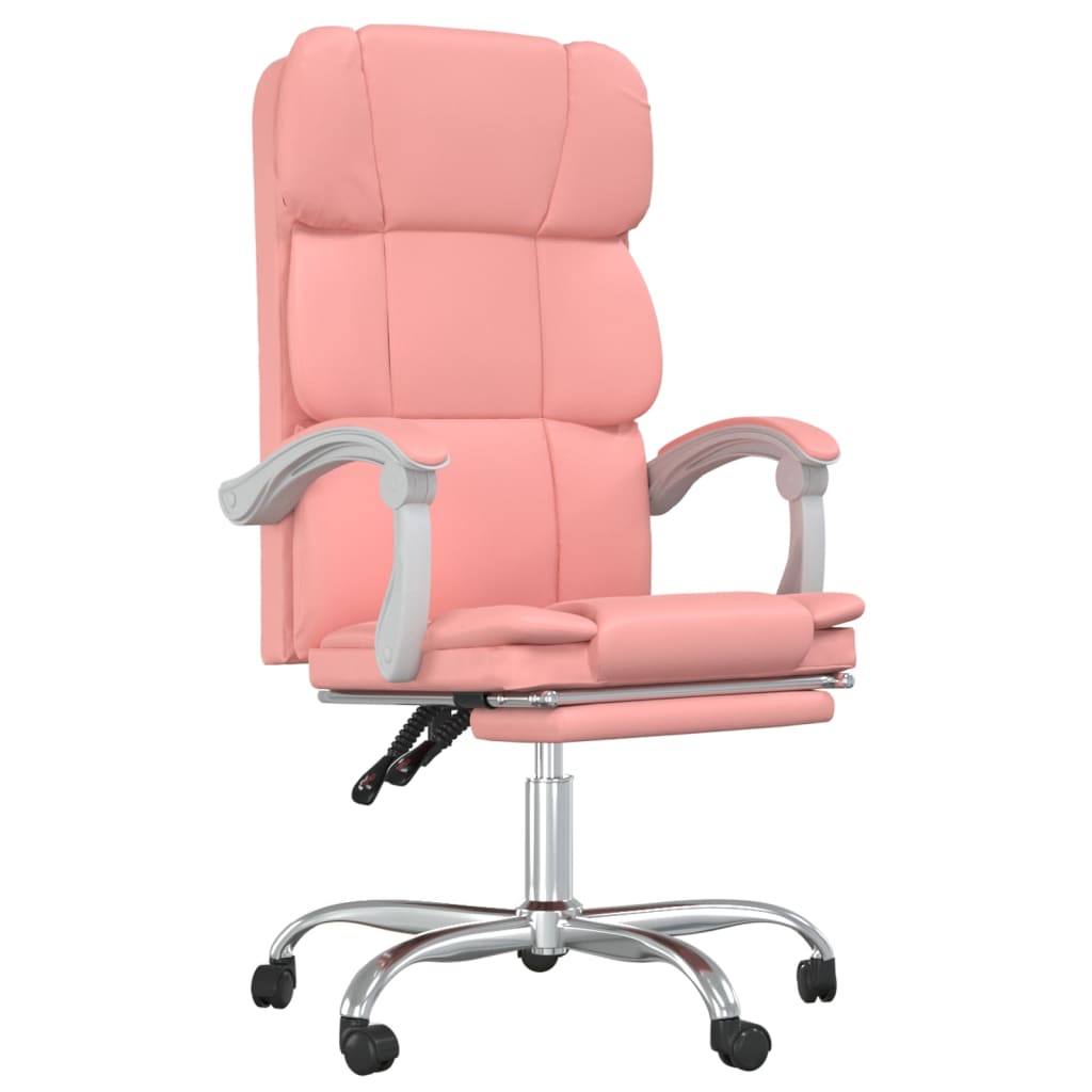 vidaXL Silla de oficina reclinable cuero sintético rosa