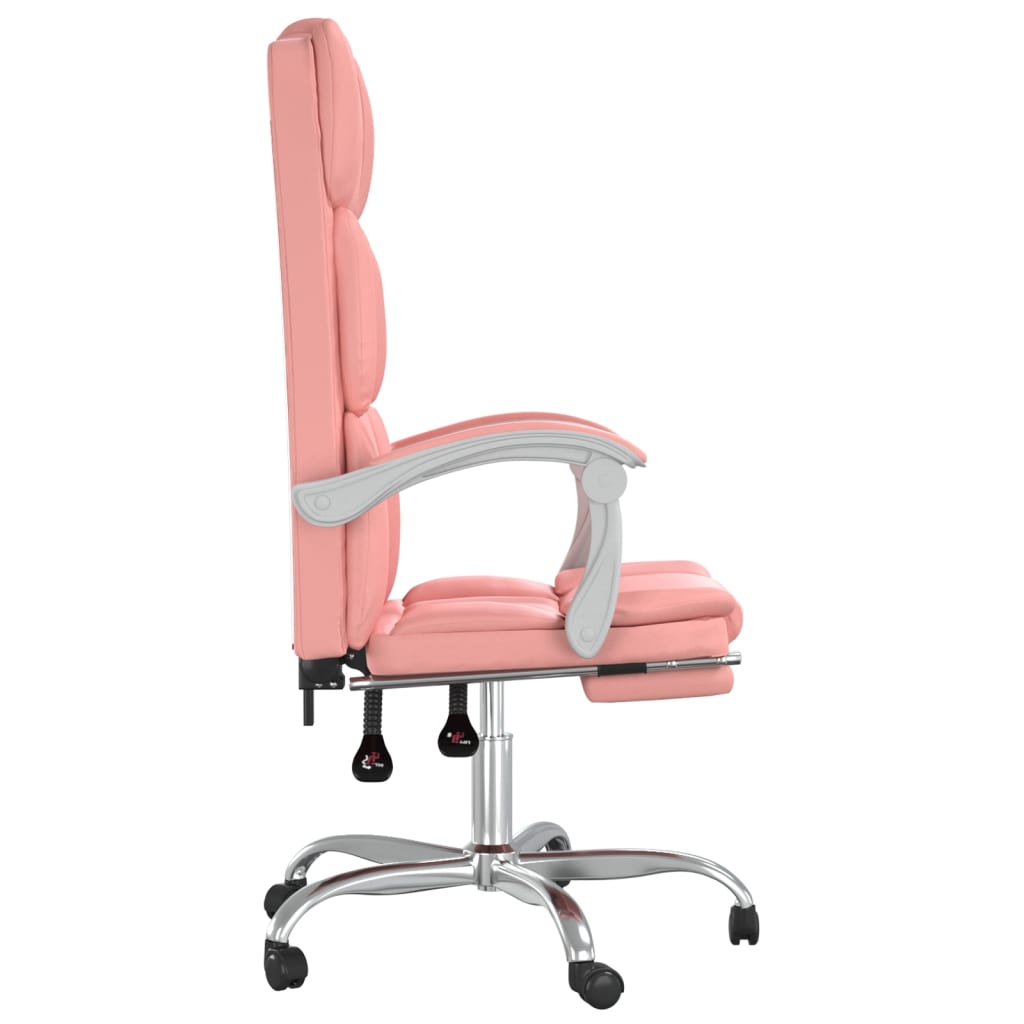 vidaXL Silla de oficina reclinable cuero sintético rosa