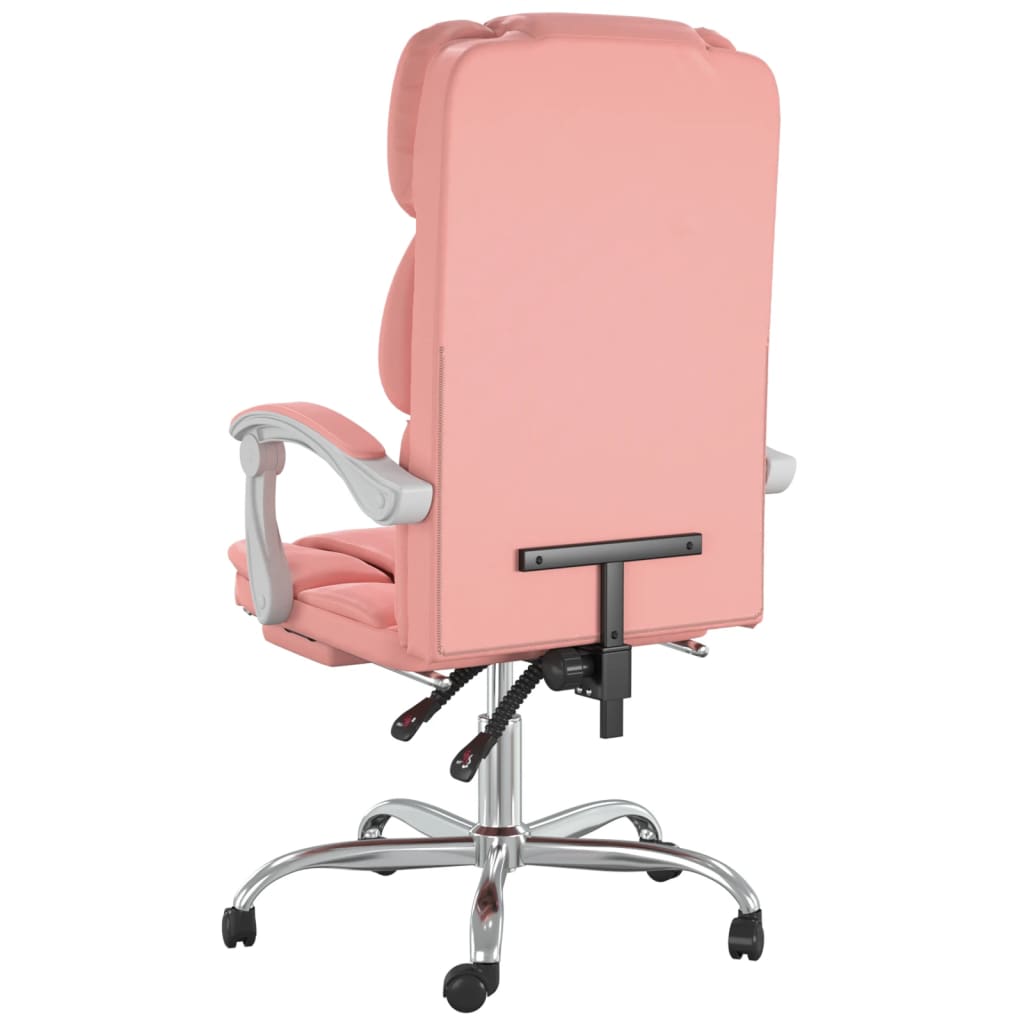 vidaXL Silla de oficina reclinable cuero sintético rosa