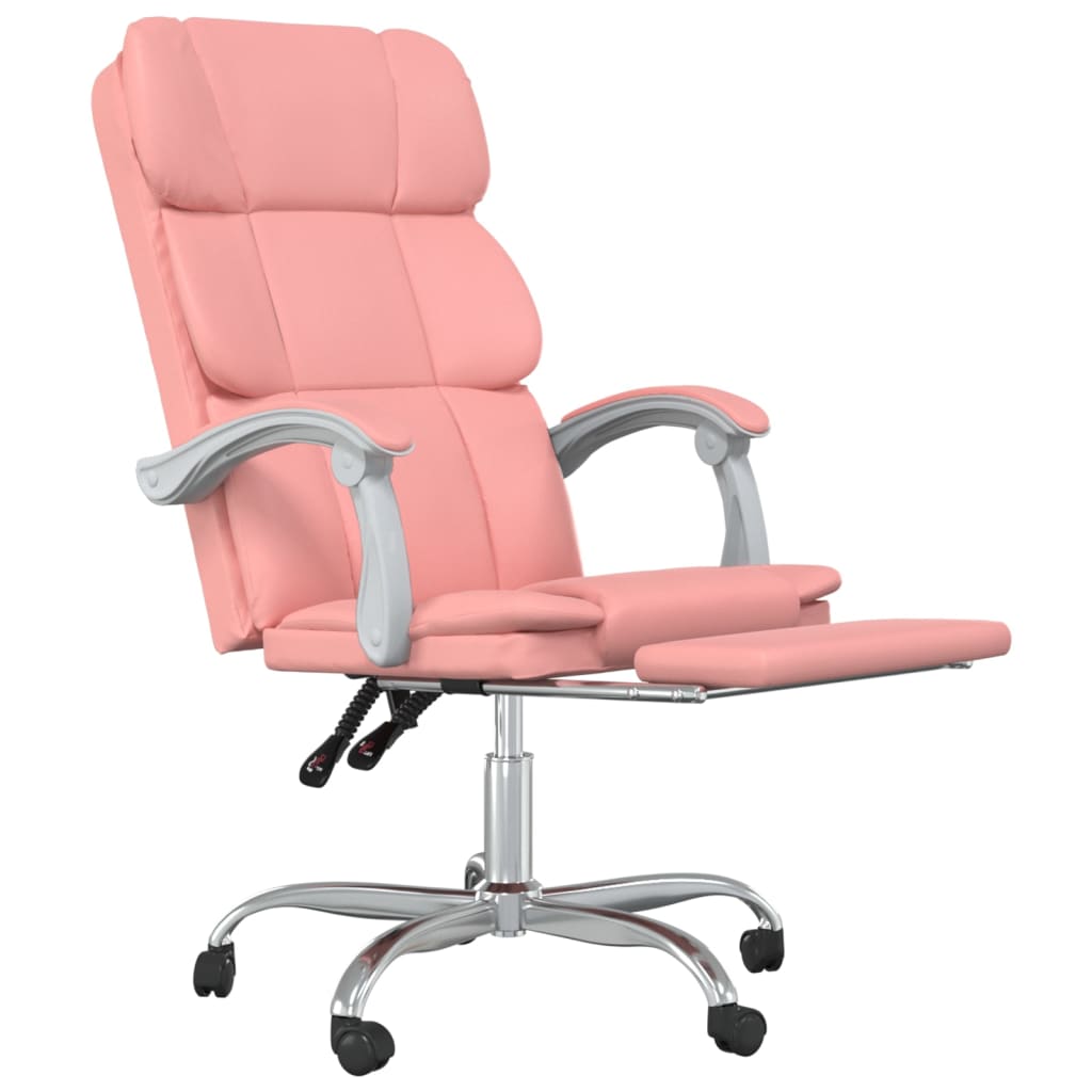 vidaXL Silla de oficina reclinable cuero sintético rosa