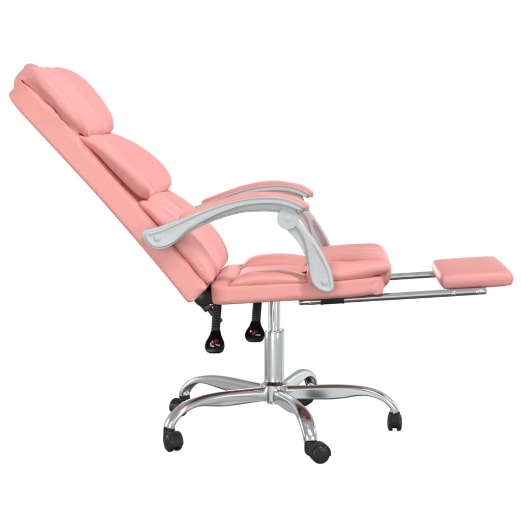 vidaXL Silla de oficina reclinable cuero sintético rosa